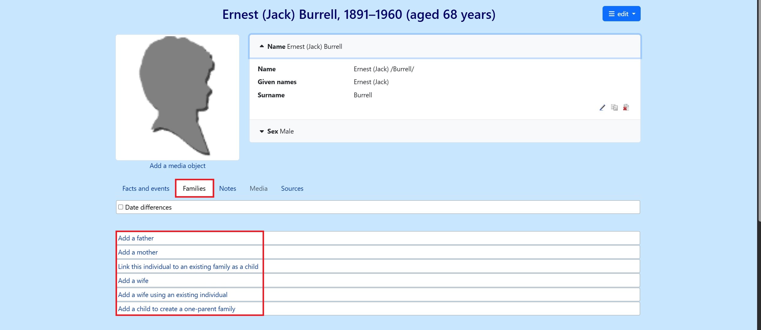 Connect parents, partners and children in a WydWiki family tree